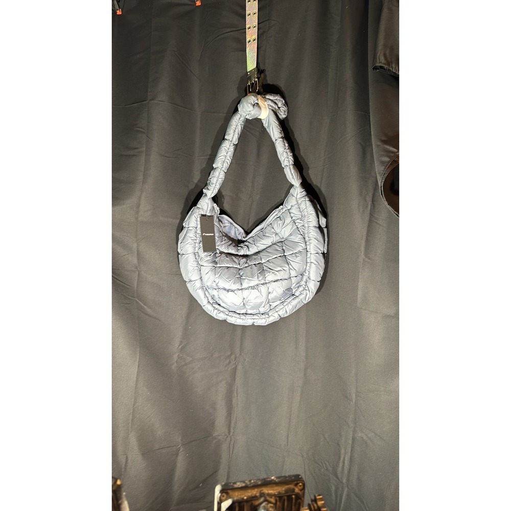 Fabletics slate Blue Quilted Puffer Shoulder Bag - NWT